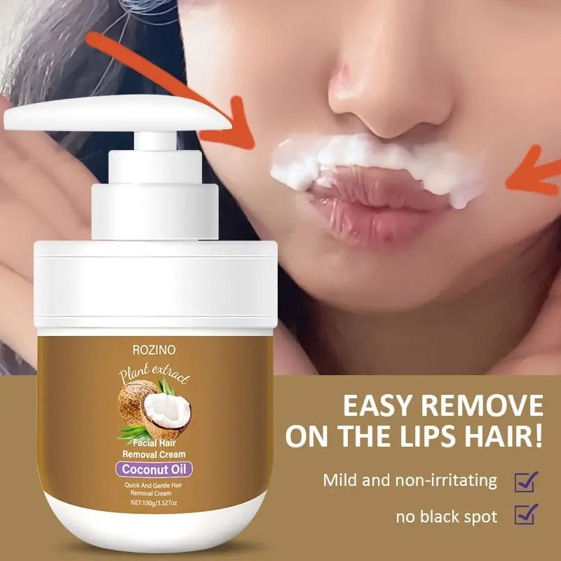 Coconut Oil Hair Removal Cream, Face & Lips