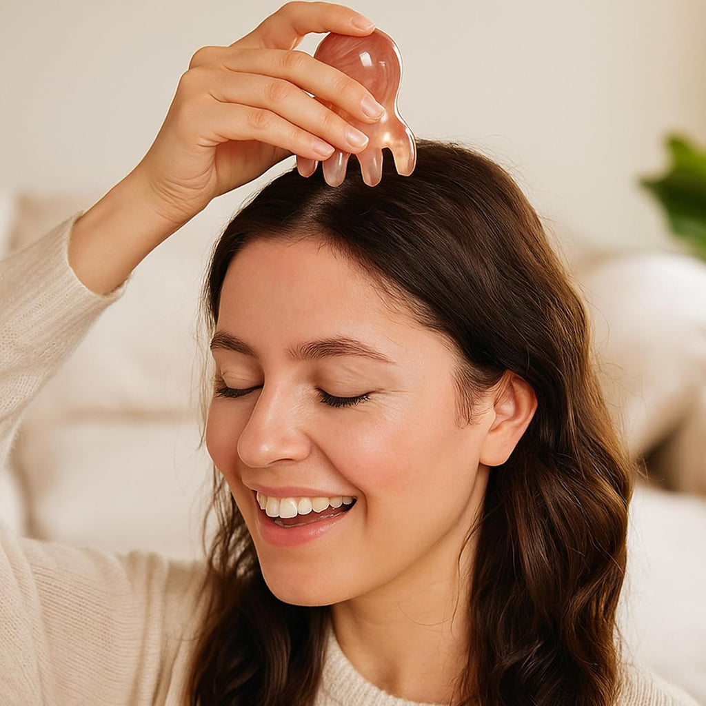 Comb in use on the scalp