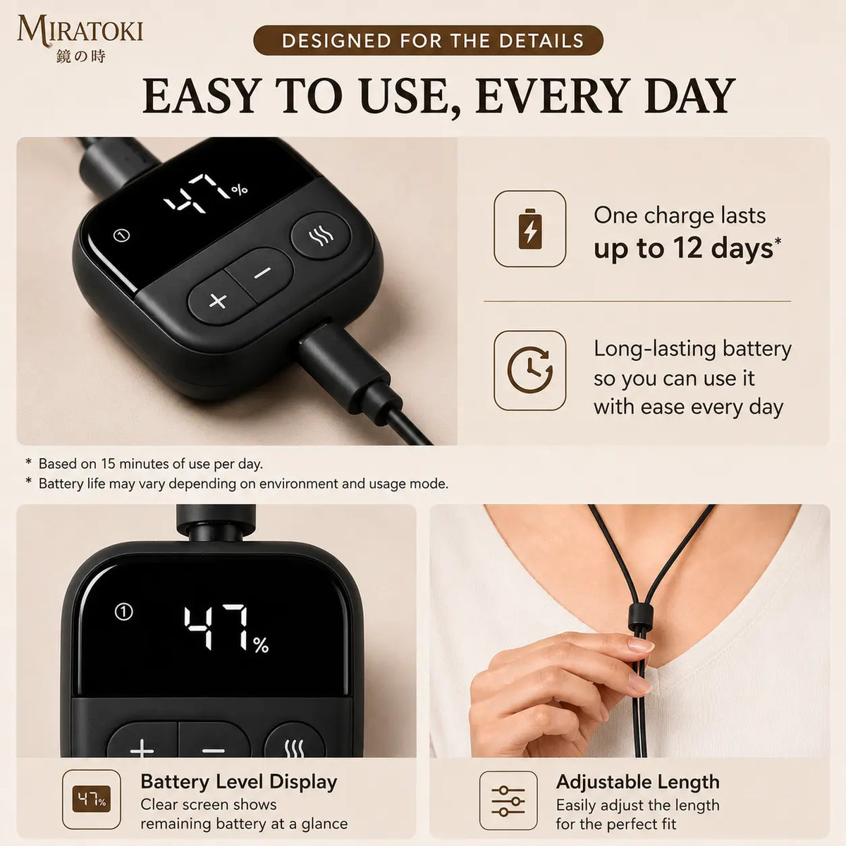 Pendant Neck Massager with Heat &amp; Vibration
