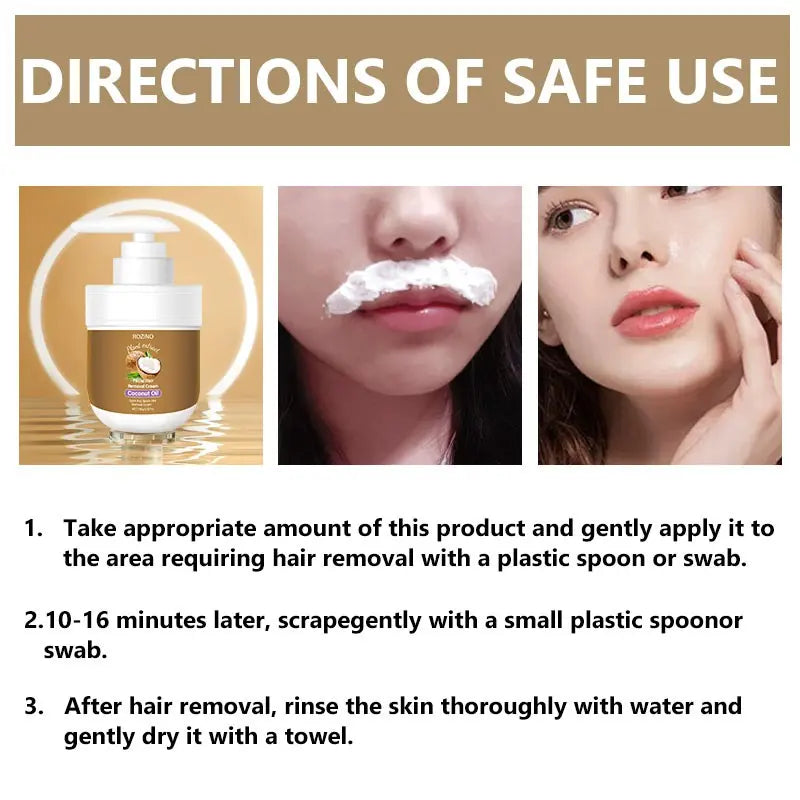 Coconut Oil Hair Removal Cream, Face & Lips