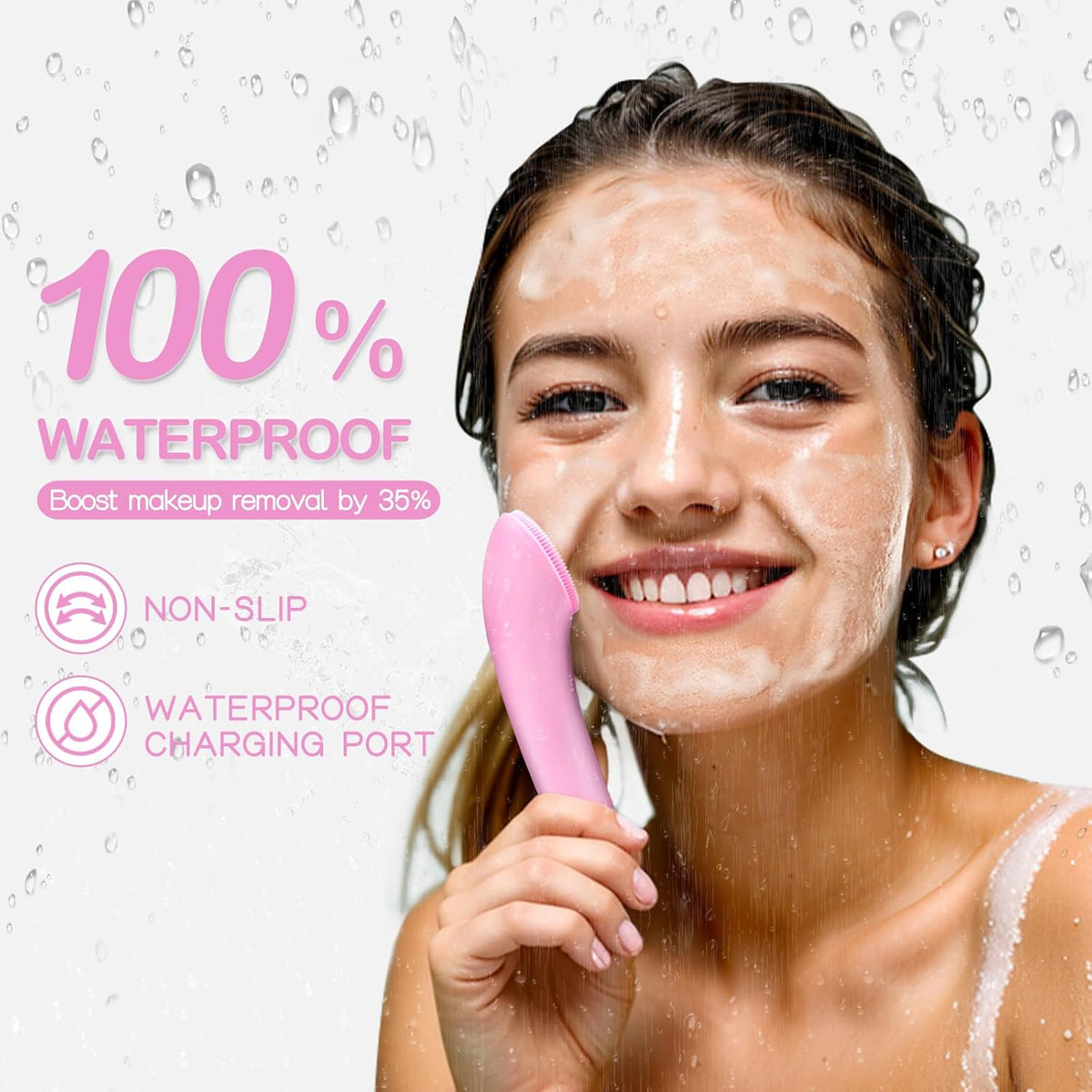 Silicone Facial Cleansing Brush with Heated Massage