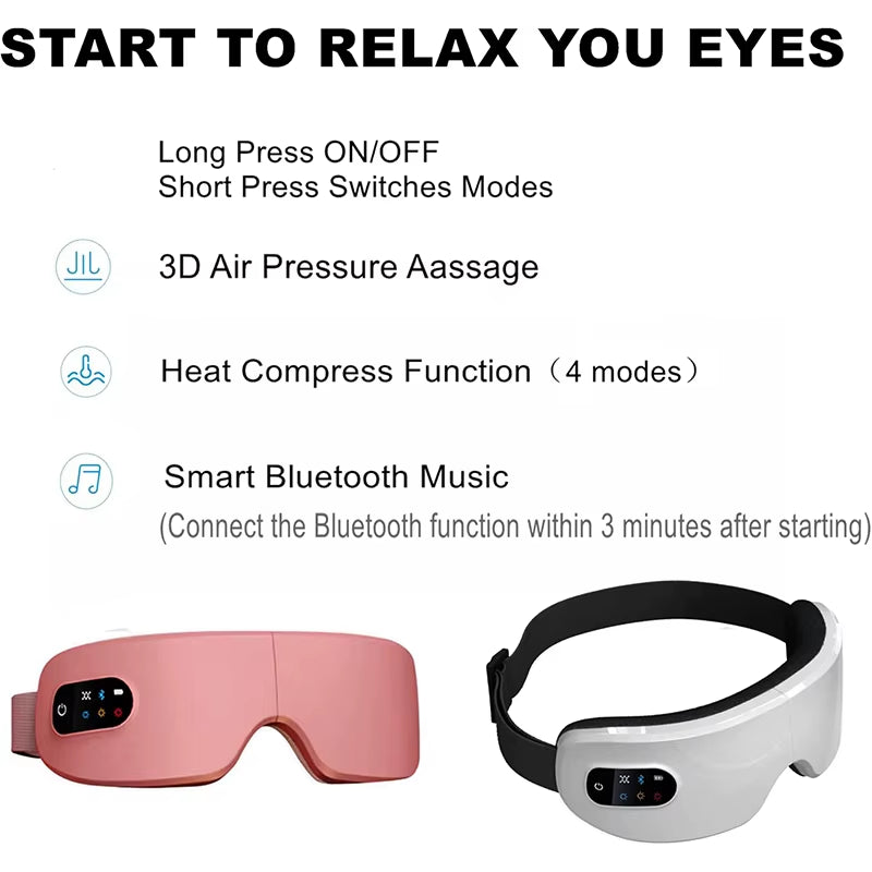 4D Bluetooth Eye Massager with Heat Compress